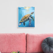 Zeeschildpad Oceaan Dier Aquarel Canvas Afdruk (Insitu (Woonkamer))