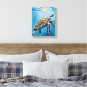 Zeeschildpad Oceaan Dier Aquarel Canvas Afdruk (Insitu (Slaapkamer))