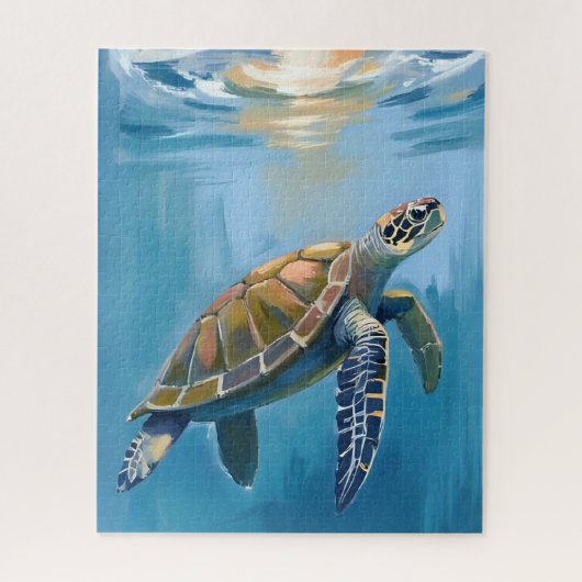 Zeeschildpad Oceaan Dier Aquarel Legpuzzel (Verticaal)