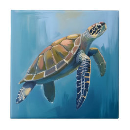 Zeeschildpad Oceaan Dier Aquarel Tegeltje