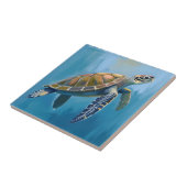 Zeeschildpad Oceaan Dier Aquarel Tegeltje (Zijkant)