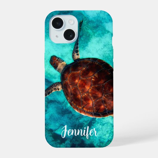 Zeeschildpad Oceaan iPhone 15 Case (Achterkant)