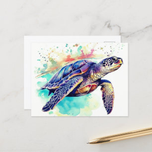 Zeeschildpad Oceaan Mariene Ansichtkaart Feestdagenkaart