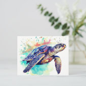 Zeeschildpad Oceaan Mariene Ansichtkaart Feestdagenkaart (Staand voorkant)