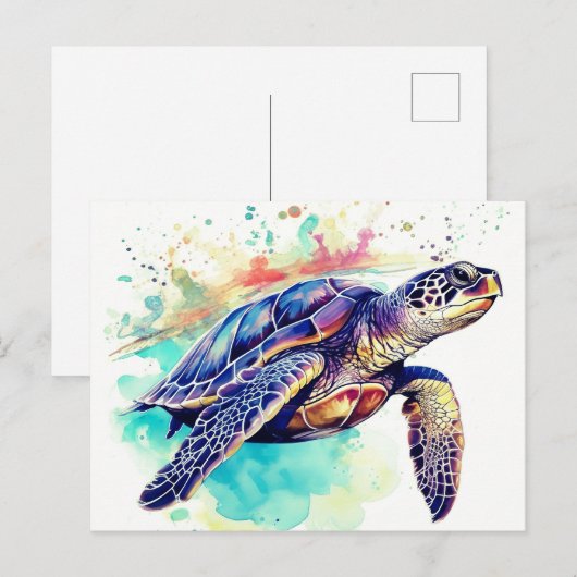 Zeeschildpad Oceaan Mariene Ansichtkaart Feestdagenkaart (Voorkant / Achterkant)