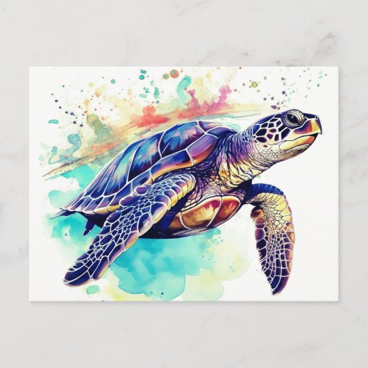 Zeeschildpad Oceaan Mariene Ansichtkaart Feestdagenkaart (Voorkant)