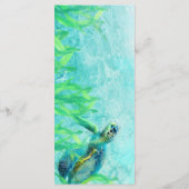 Zeeschildpad Oceaan Strand Kunst Elegant Trouwmenu Menu (Achterkant)