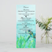 Zeeschildpad Oceaan Strand Kunst Elegant Trouwmenu Menu (Staand voorkant)