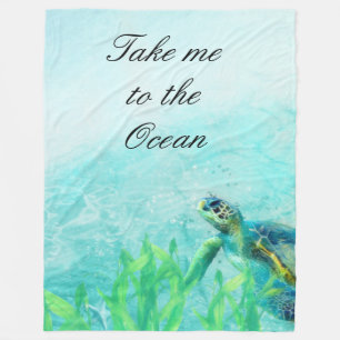Zeeschildpad Oceaan Strand Kunst Elegante Tropisch Fleece Deken