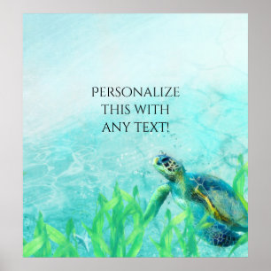 Zeeschildpad Oceaan Strand Kunst Tropisch Feest Ba Poster