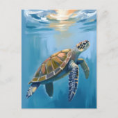Zeeschildpad Oceaandier Aquarel Briefkaart (Voorkant)