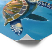 Zeeschildpad Oceaandier Aquarel Poster (Hoek)