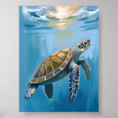 Zeeschildpad Oceaandier Aquarel Poster (Voorkant)