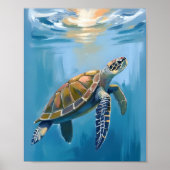 Zeeschildpad Oceaandier Aquarel Poster (Voorkant)
