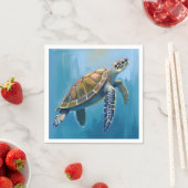 Zeeschildpad Oceaandier Waterverf Servet (Insitu)