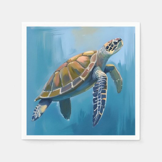 Zeeschildpad Oceaandier Waterverf Servet (Voorkant)
