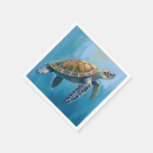 Zeeschildpad Oceaandier Waterverf Servet (Hoek)