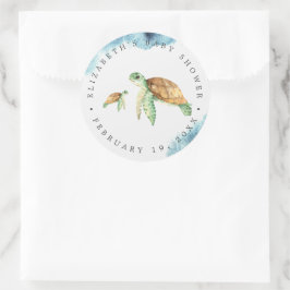 Zeeschildpad | Ocean Baby Shower Favor Ronde Sticker