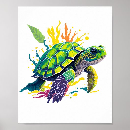 ZEESCHILDPAD OP EEN ZOMERDAG POSTER (Voorkant)
