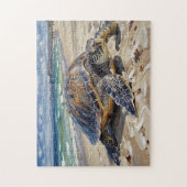 Zeeschildpad op het Strand Legpuzzel (Verticaal)