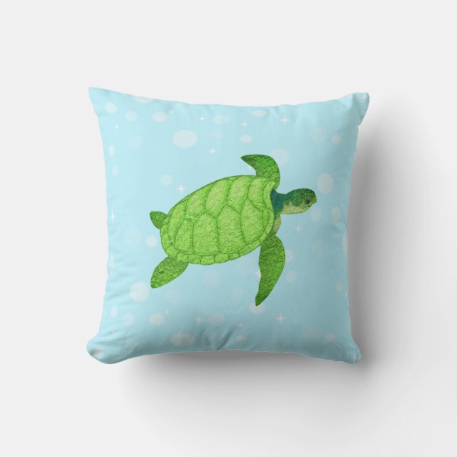 Zeeschildpad op lichtblauwe achtergrond kussen (Voorkant)