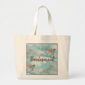 Zeeschildpad op oceaanblauw aquarel bruidsmeisje grote tote bag (Voorkant)