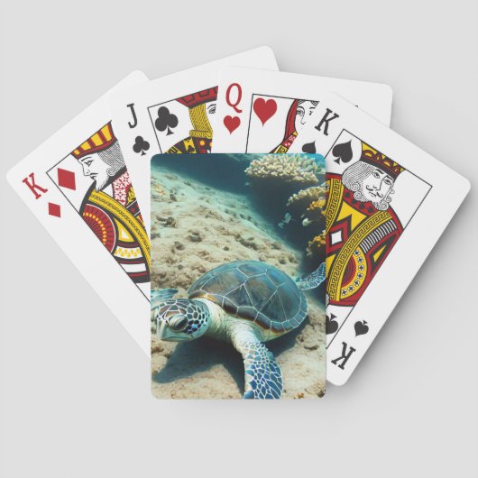 Zeeschildpad op oceaanbodem pokerkaarten (Achterkant)