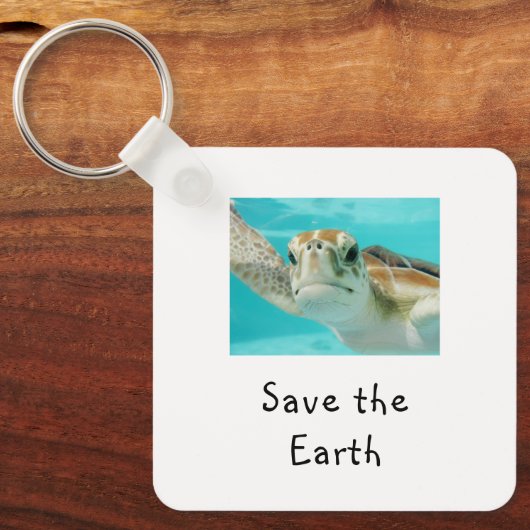 Zeeschildpad Red de Aarde Sleutelhanger (Voorkant)
