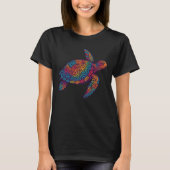 Zeeschildpad Retro Psychedelische Kunst T-shirt (Voorkant)