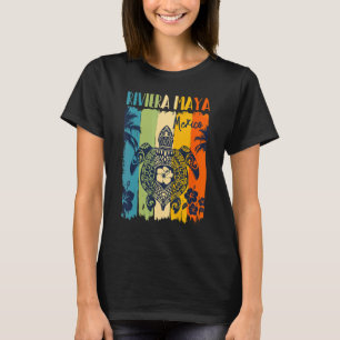 Zeeschildpad Retro Riviera Maya Mexico Gezinsvakan T-shirt