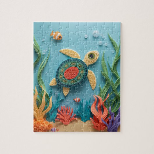 Zeeschildpad Rif Papier Quilling Legpuzzel (Verticaal)