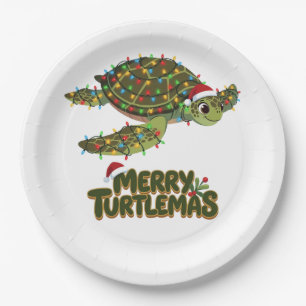 Zeeschildpad Santa-hoed Kerstverlichting Merry Tur Papieren Bordje