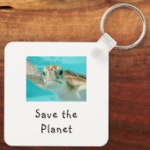 Zeeschildpad Save The Planet Sleutelhanger (Achterkant)