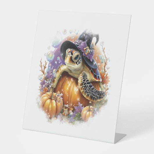 Zeeschildpad Shirt Zee Halloween Reclamebord Met Voetstuk (Voorkant)