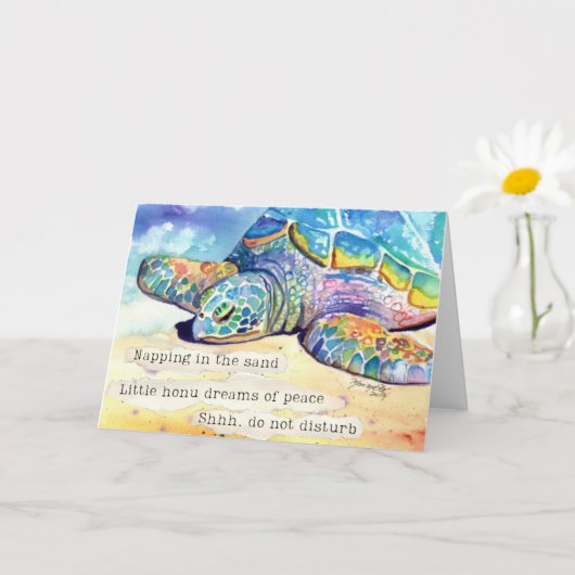 Zeeschildpad Slaap Honu Haiku Kaart (Kleine Plant)