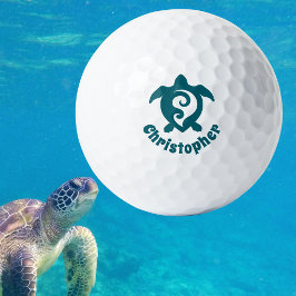 Zeeschildpad Stam Maori Stijl Monogram Naam Golfballen