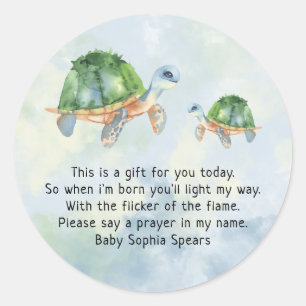 Zeeschildpad - sticker voor gebedskaars 