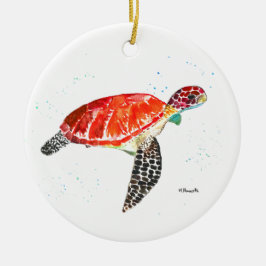 Zeeschildpad Strand Aquarel Oceaan Onder Water Keramisch Ornament