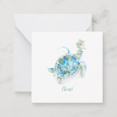 Zeeschildpad Strand Mini Kerstmis Notitiekaartje (Voorkant)