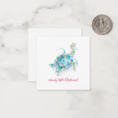 Zeeschildpad Strand Mini Kerstmis Notitiekaartje (Voorkant / Achterkant in situ)