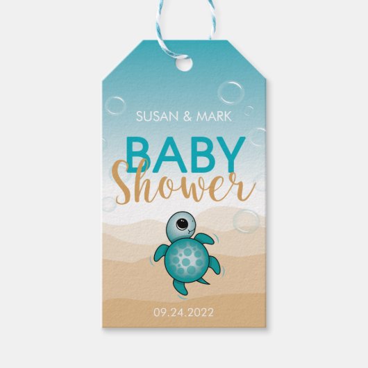 Zeeschildpad Thema Baby Shower Cadeautag Cadeaulabel (Voorkant)