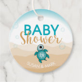Zeeschildpad Thema Baby Shower Cirkel Label (Voorkant)