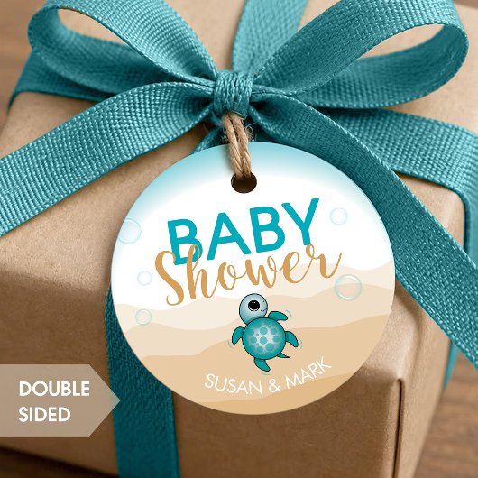 Zeeschildpad Thema Baby Shower Cirkel Label