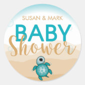Zeeschildpad Thema Baby Shower Sticker (Voorkant)