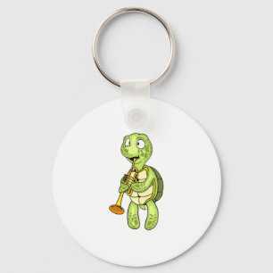 Zeeschildpad Trompettist Kinderen Muziekorkest Sleutelhanger