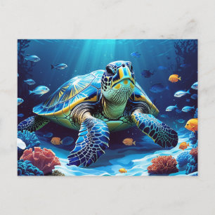  Zeeschildpad, Tropische Vis, Koraalrif  Briefkaart