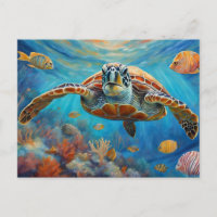  Zeeschildpad, Tropische Vissen Zwemmen in de Ocea