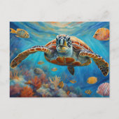  Zeeschildpad, Tropische Vissen Zwemmen in de Ocea Briefkaart (Voorkant)