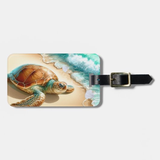 Zeeschildpad Turquoise Oceaan Bagagelabel (Voorkant horizontaal)