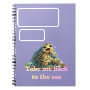Zeeschildpad Vast in Visnet en Plasticvervuiling Notitieboek
